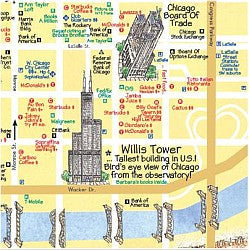 CHICAGO Illustrated Pictorial Guide Map, Illinois, America.