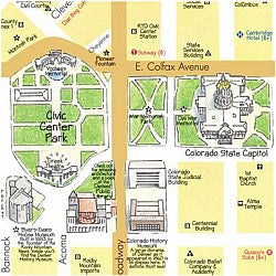 DENVER Illustrated Pictorial Guide Map, Colorado, America.