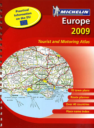 Europe "Motoring" Road and Shaded Relief Tourist ATLAS.