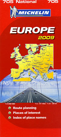 Europe Road and Shaded Relief Tourist Map.