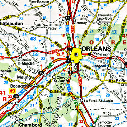 France Northern Road and Shaded Relief Tourist Map.