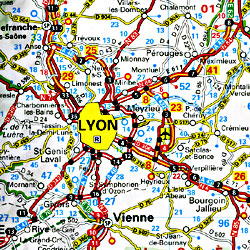 France Southern Road and Shaded Relief Tourist Map.