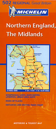 Northern England and The Midlands #502 Regional Road and Tourist Map.