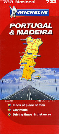 Portugal Road and Shaded Relief Tourist Map.