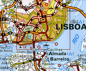 Portugal Road and Shaded Relief Tourist Map.