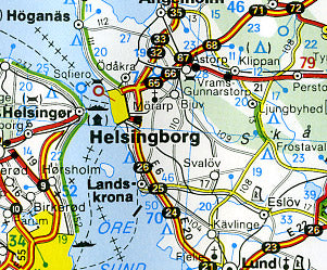 Scandinavia (Denmark, Norway and Sweden) and Finland, Road and Tourist Map.