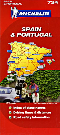 Spain and Portugal, Road and Tourist Map.