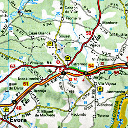 Spain and Portugal Road and Tourist Map.