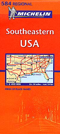 United States, Southeastern Regional Road and Tourist Map.