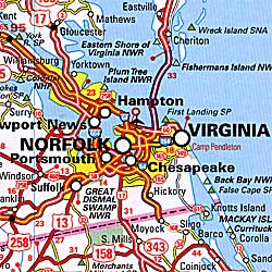 United States, Southeastern Regional Road and Tourist Map.