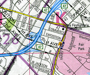 Dallas Street ATLAS, Texas, America.