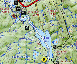 Algonquin Provincial Park Recreation Road Map, Ontario, Canada.