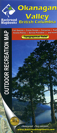 Okanagan Valley Recreation Road and Tourist map, Canada.