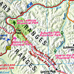 British Columbia, Road and Tourist Map, Canada.