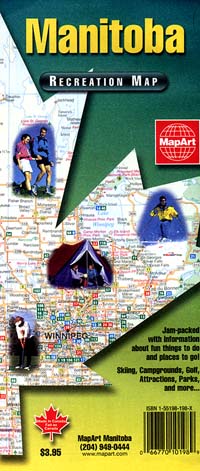 Manitoba Province Road and Recreation Map, Canada.