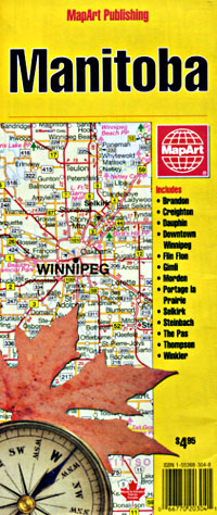 Manitoba Province Road and Tourist Map, Canada.