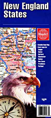 New England, Road and Tourist Map.