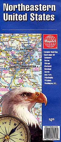 United States, Northeastern Road and Tourist Map.