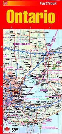 Ontario Province "FastTrack" Road Map, Canada.