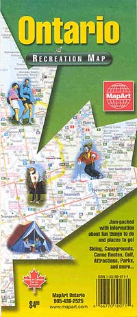 Ontario Province Recreation Road Map, Canada.