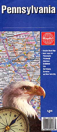 Pennsylvania Road and Tourist Map, America.