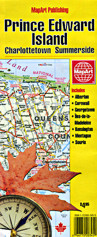 Prince Edward Island, Road and Tourist Map, Canada.