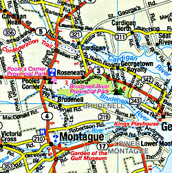 Prince Edward Island, Road and Tourist Map, Canada.