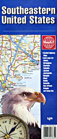 United States, Southeastern Road and Tourist Map.