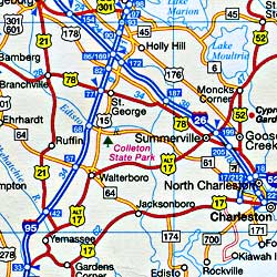 United States, Southeastern Road and Tourist Map.