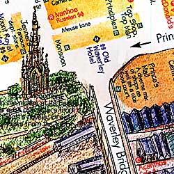 Scotland Road and Illustrated Pictorial Guide Map.