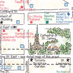 TORONTO Illustrated Pictorial Guide Map, Ontario, Canada.