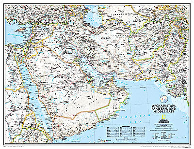 Afghanistan and Pakistan, Middle East WALL Map.