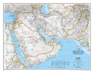 Afghanistan and Pakistan, Middle East WALL Map.