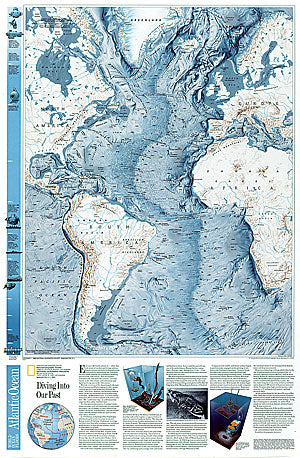 Atlantic Resource Map Atlantic Ocean 3D Relief WALL Map.