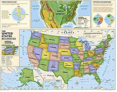 Beginners USA "Education" WALL Map.