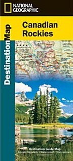 Canadian Rockies Destination Road and Tourist Map, Alberta, Canada.