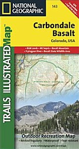 Carbondale and Basalt Trails Road and Tourist Map, Colorado, America