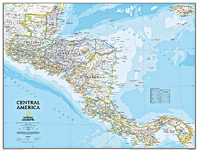 Central America Political WALL Map.