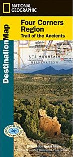 Four Corners Region & Trail of the Ancients Destination Road and Tourist Map, America.