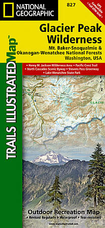 Glacier Peak Wilderness, Mount Baker/Snoqualmie & Okanogan-Wenatchee National Forests, Road and Recreation Map.