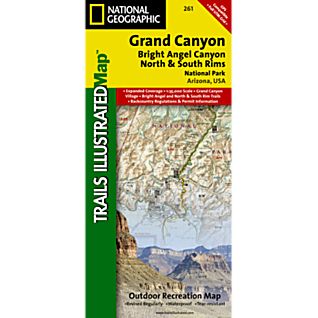 Grand Canyon, Bright Angel Canyon and North / South Rim Trail National Park, Road and Topographic Map.