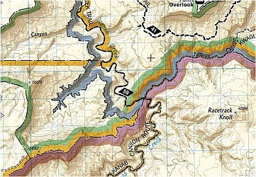 Grand Canyon West Trail National Park, Road and Topographic Map.