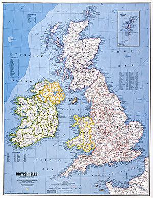 Great Britain and Ireland Political WALL Map.