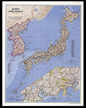 Japan and Korea Political WALL Map.