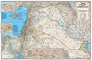 Middle East and Iraq Political WALL Map.