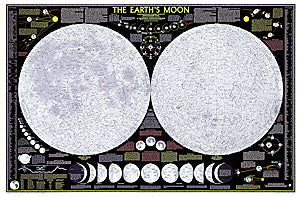 Moon Relief Landing Sites WALL Map.