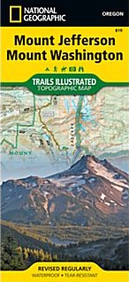 Mount Jefferson and Mount Washington Road and Recreation Map, Oregon, America.