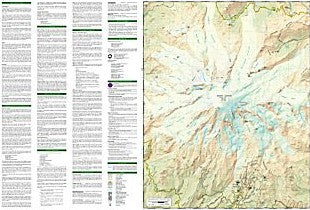 Mount Rainier National Park, Road and Recreation Map, Washington, America.