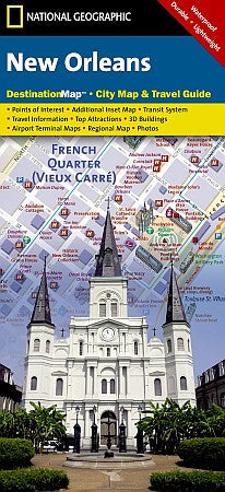 NEW ORLEANS "Destination" map Louisiana, America. Waterproof.