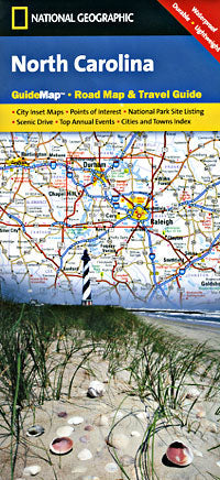 North Carolina Road and Physical Tourist Guide map.